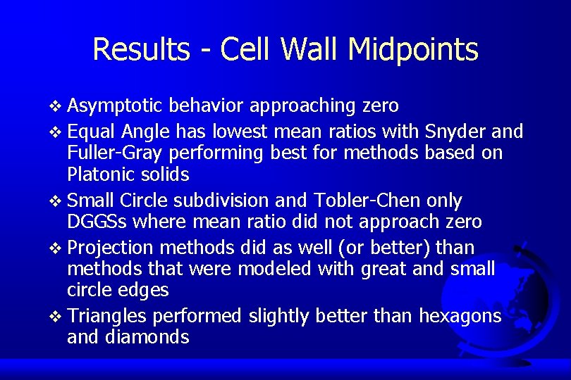 Results - Cell Wall Midpoints v Asymptotic behavior approaching zero v Equal Angle has