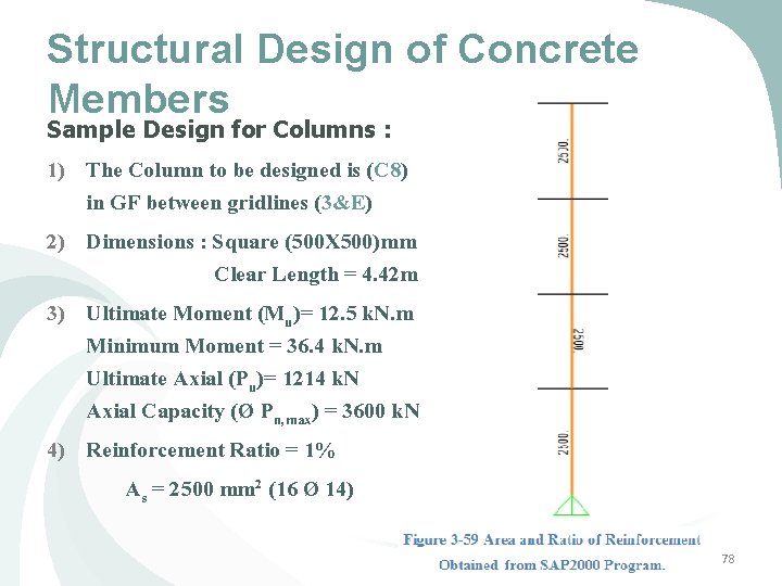 Structural Design of Concrete Members Sample Design for Columns : 1) The Column to Structural Design of Concrete Members Sample Design for Columns : 1) The Column to