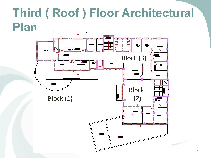 Third ( Roof ) Floor Architectural Plan Block (3) Block (1) Block (2) 8 Third ( Roof ) Floor Architectural Plan Block (3) Block (1) Block (2) 8
