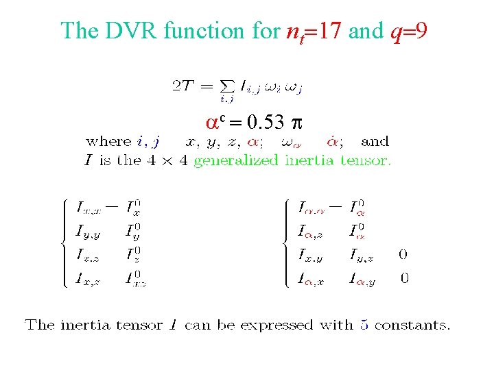 The DVR function for nt=17 and q=9 ac = 0. 53 p 