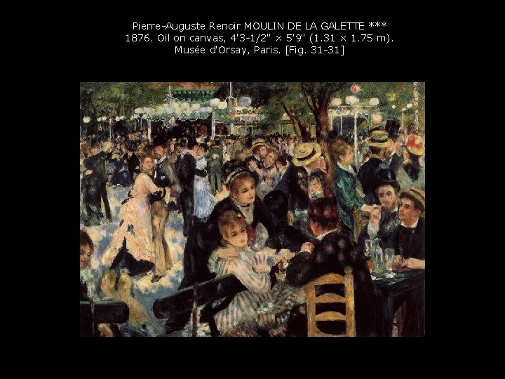 Pierre-Auguste Renoir MOULIN DE LA GALETTE *** 1876. Oil on canvas, 4'3 -1/2" ×