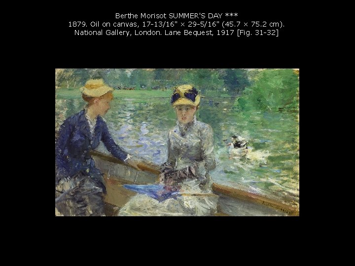 Berthe Morisot SUMMER'S DAY *** 1879. Oil on canvas, 17 -13/16" × 29 -5/16"