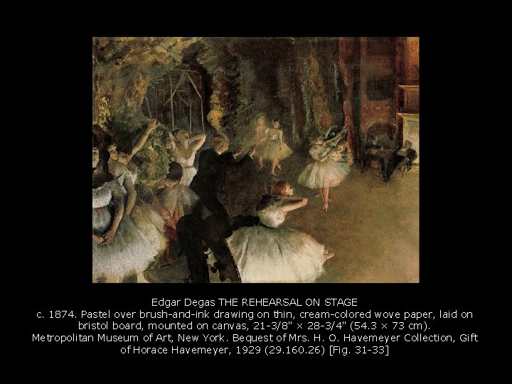 Edgar Degas THE REHEARSAL ON STAGE c. 1874. Pastel over brush-and-ink drawing on thin,