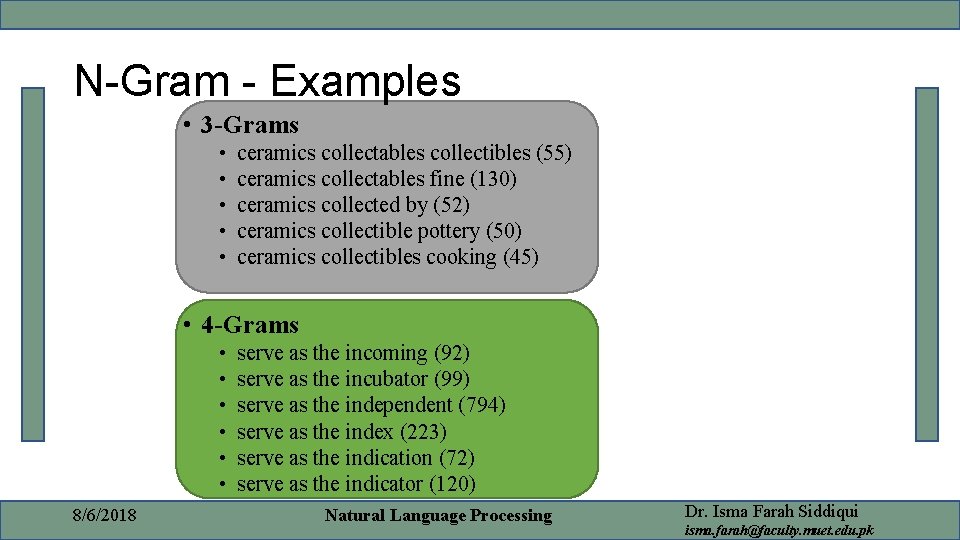 N-Gram - Examples • 3 -Grams • • • ceramics collectables collectibles (55) ceramics