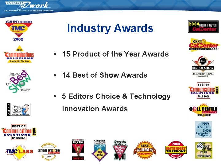 Industry Awards 2002 • 15 Product of the Year Awards • 14 Best of Industry Awards 2002 • 15 Product of the Year Awards • 14 Best of