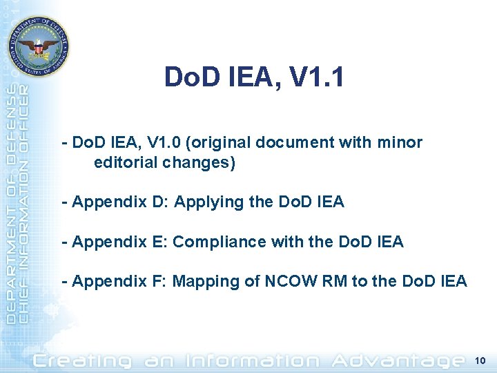 Do. D IEA, V 1. 1 - Do. D IEA, V 1. 0 (original