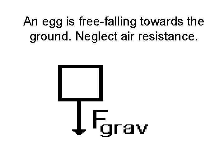An egg is free-falling towards the ground. Neglect air resistance. 