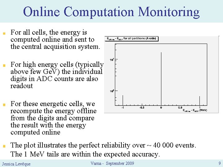 Online Computation Monitoring For all cells, the energy is computed online and sent to