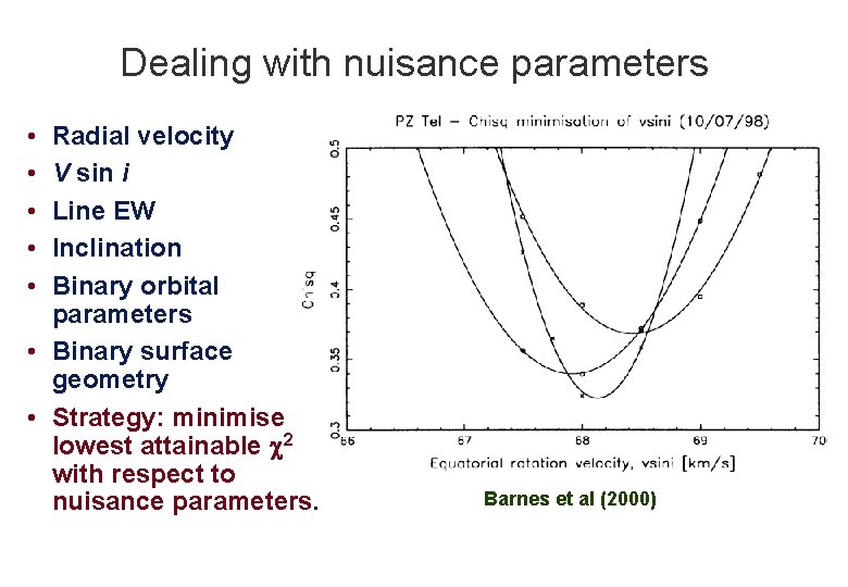 Dealing with nuisance parameters • • • Radial velocity V sin i Line EW