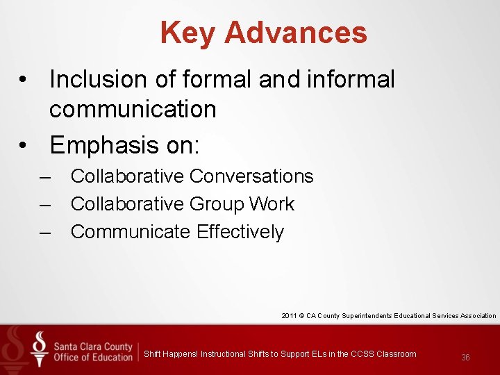 Key Advances • Inclusion of formal and informal communication • Emphasis on: – –
