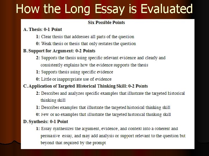 How the Long Essay is Evaluated 