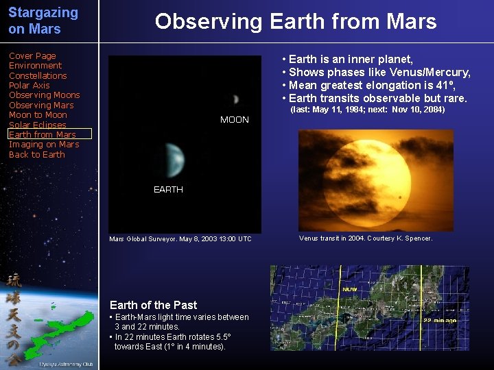 Stargazing on Mars Observing Earth from Mars Cover Page Environment Constellations Polar Axis Observing