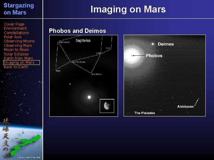 Stargazing on Mars Cover Page Environment Constellations Polar Axis Observing Moons Observing Mars Moon