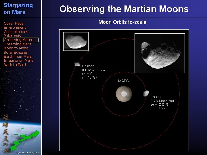 Stargazing on Mars Cover Page Environment Constellations Polar Axis Observing Moons Observing Mars Moon
