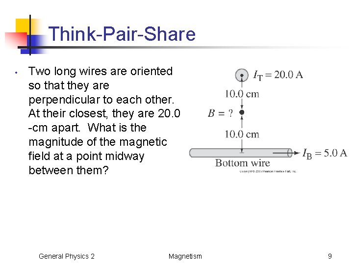 Think-Pair-Share • Two long wires are oriented so that they are perpendicular to each