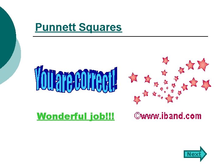Punnett Squares Wonderful job!!! Next 