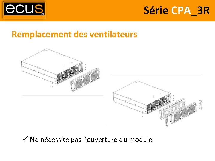 Série CPA_3 R Remplacement des ventilateurs Ne nécessite pas l’ouverture du module 