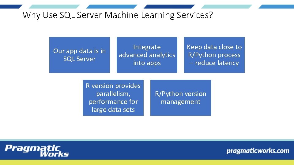 Why Use SQL Server Machine Learning Services? Our app data is in SQL Server