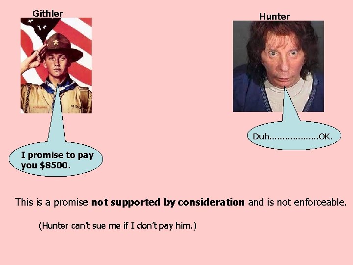 Githler Hunter Duh………………. OK. I promise to pay you $8500. This is a promise