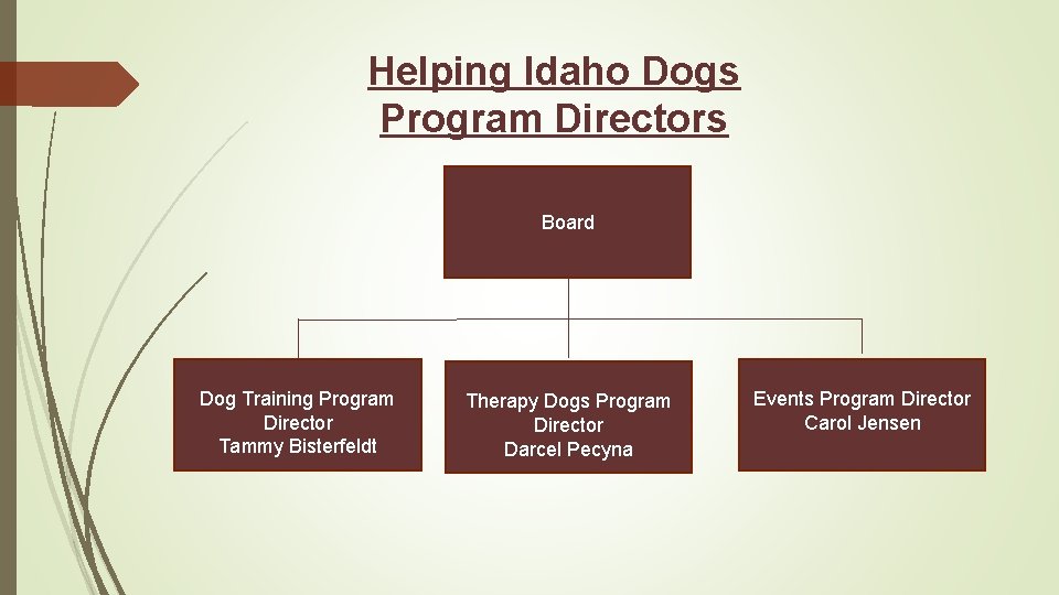 Helping Idaho Dogs Program Directors Board Dog Training Program Director Tammy Bisterfeldt Therapy Dogs