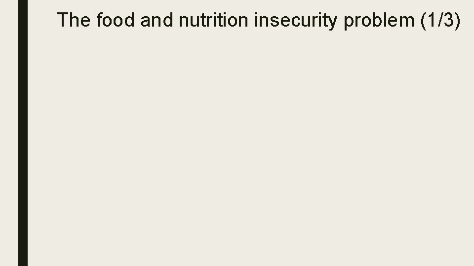 The food and nutrition insecurity problem (1/3) 