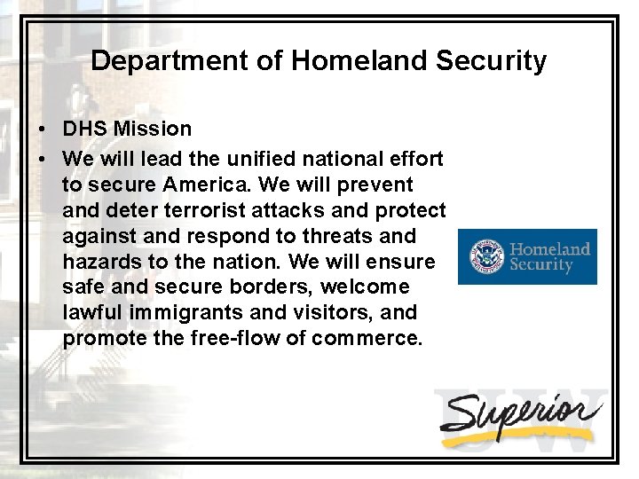 Dhs Principles Safety Procedures at UWSuperior A general overview of
