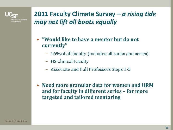 2011 Faculty Climate Survey – a rising tide may not lift all boats equally