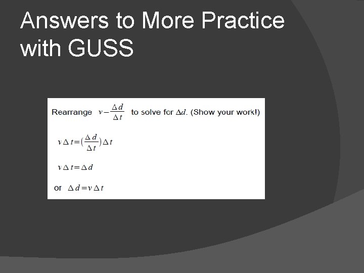 Answers to More Practice with GUSS 