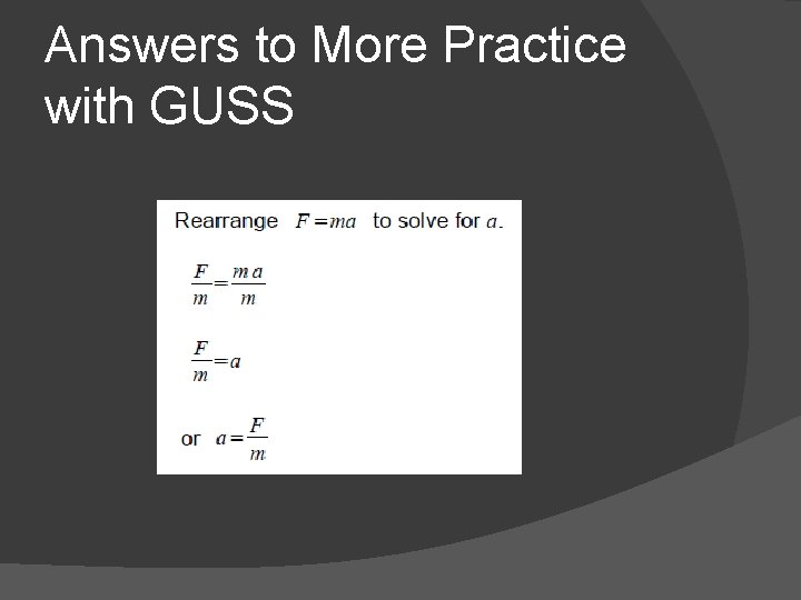 Answers to More Practice with GUSS 