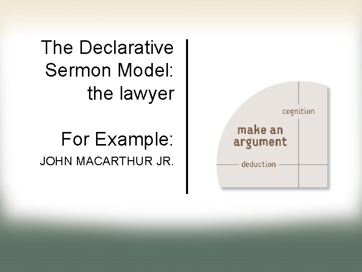 The Declarative Sermon Model: the lawyer For Example: JOHN MACARTHUR JR. 