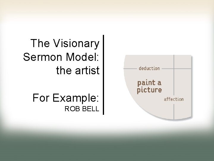 The Visionary Sermon Model: the artist For Example: ROB BELL 