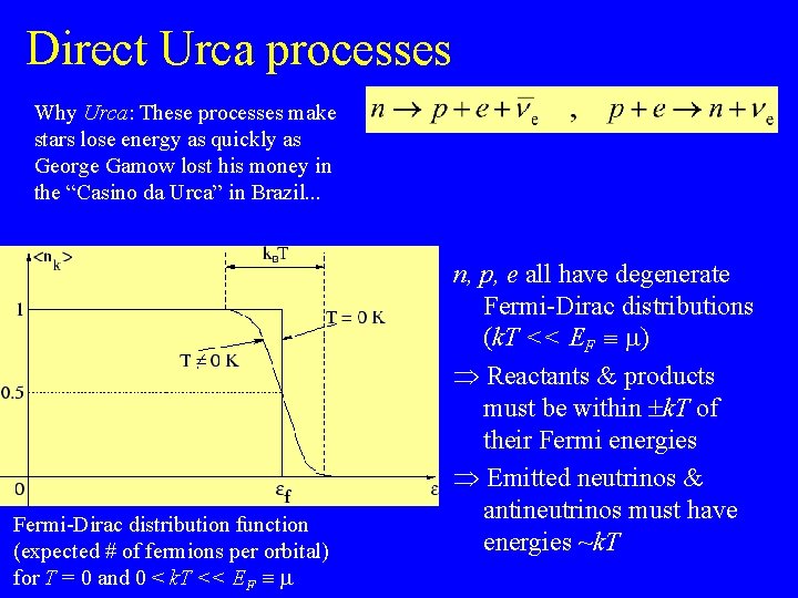 Direct Urca processes Why Urca: These processes make stars lose energy as quickly as