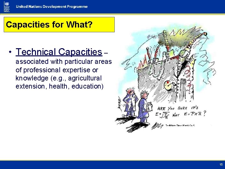 Capacities for What? • Technical Capacities – associated with particular areas of professional expertise