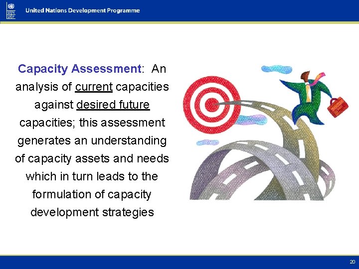 Capacity Assessment: An analysis of current capacities against desired future capacities; this assessment generates