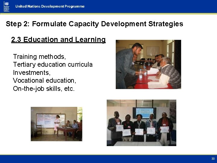 Step 2: Formulate Capacity Development Strategies 2. 3 Education and Learning Training methods, Tertiary