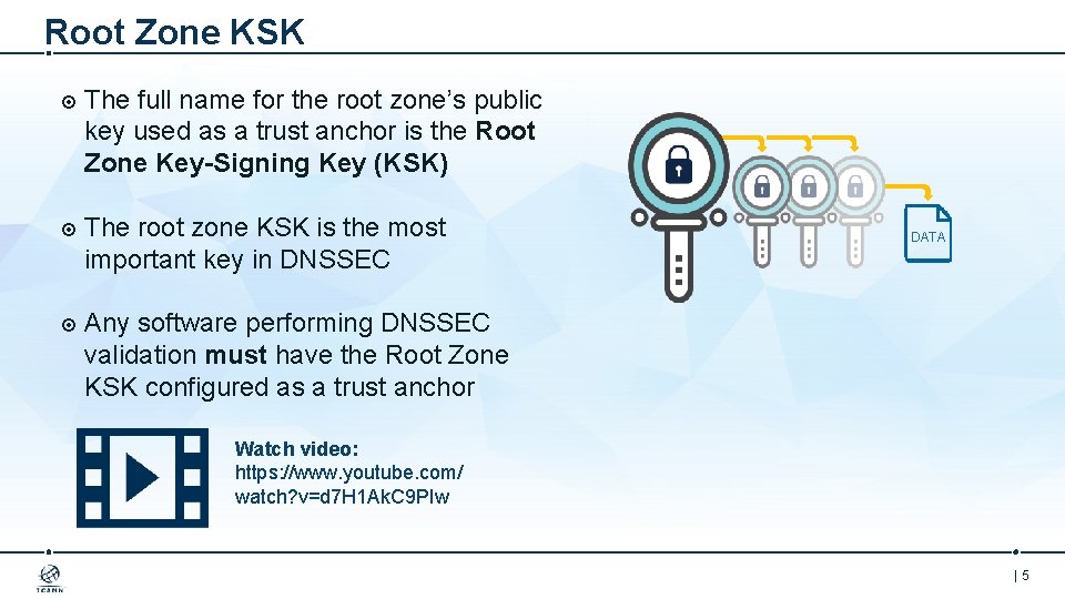 Root Zone KSK The full name for the root zone’s public key used as