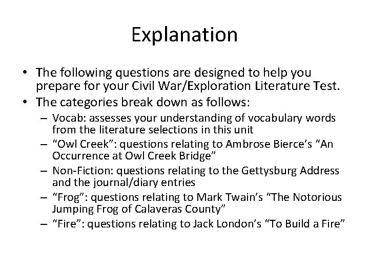 Explanation • The following questions are designed to help you prepare for your Civil