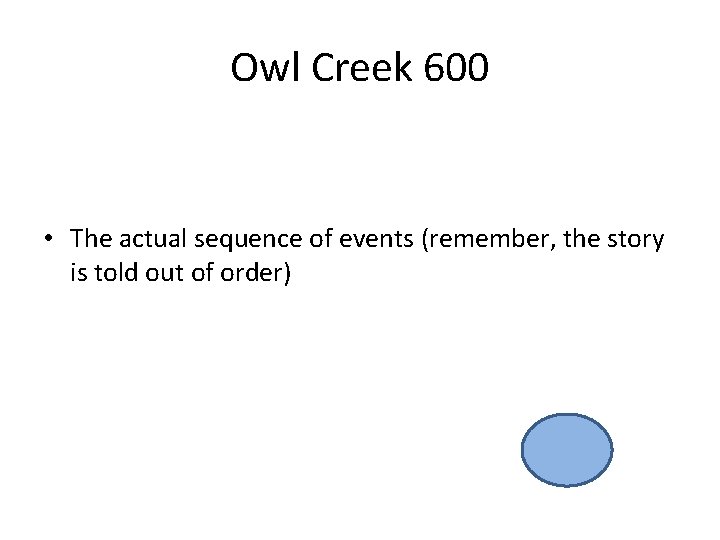 Owl Creek 600 • The actual sequence of events (remember, the story is told