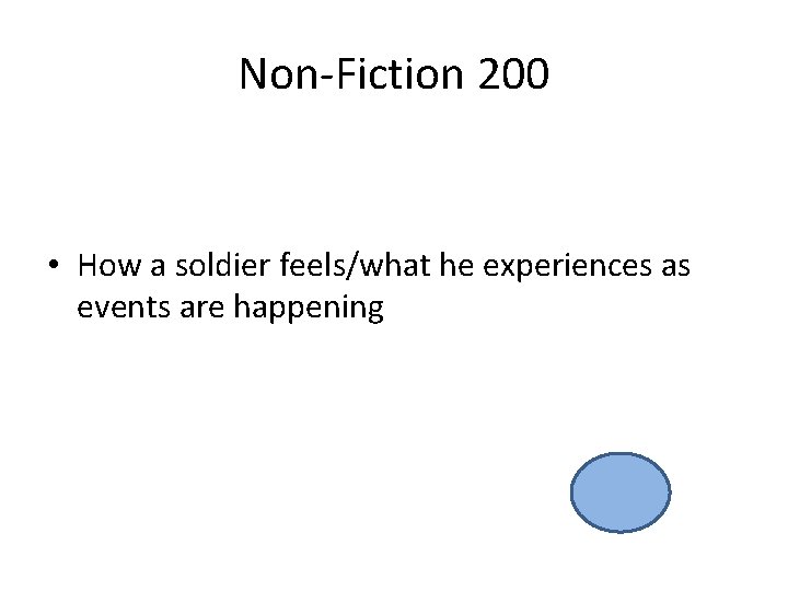 Non-Fiction 200 • How a soldier feels/what he experiences as events are happening 