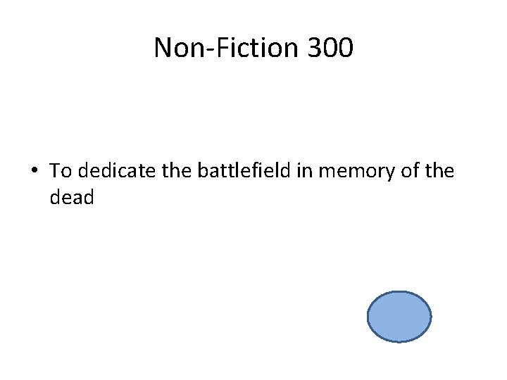 Non-Fiction 300 • To dedicate the battlefield in memory of the dead 