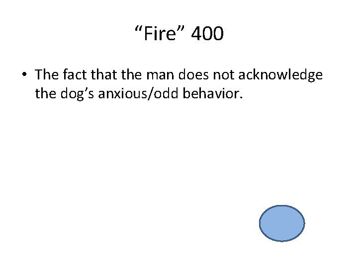 “Fire” 400 • The fact that the man does not acknowledge the dog’s anxious/odd