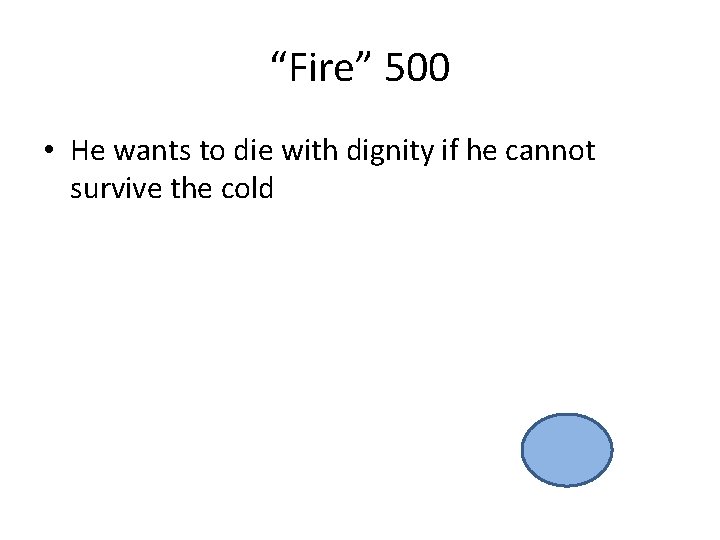 “Fire” 500 • He wants to die with dignity if he cannot survive the