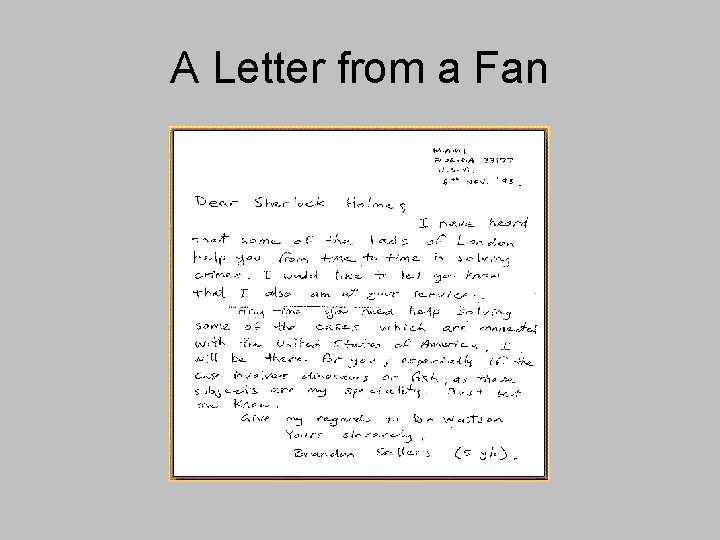 A Letter from a Fan 