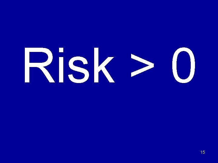 Risk > 0 15 