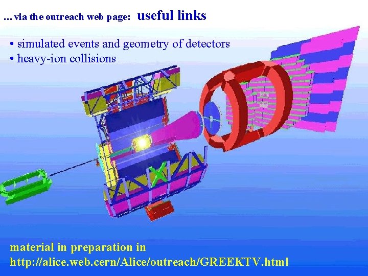 …via the outreach web page: useful links • simulated events and geometry of detectors