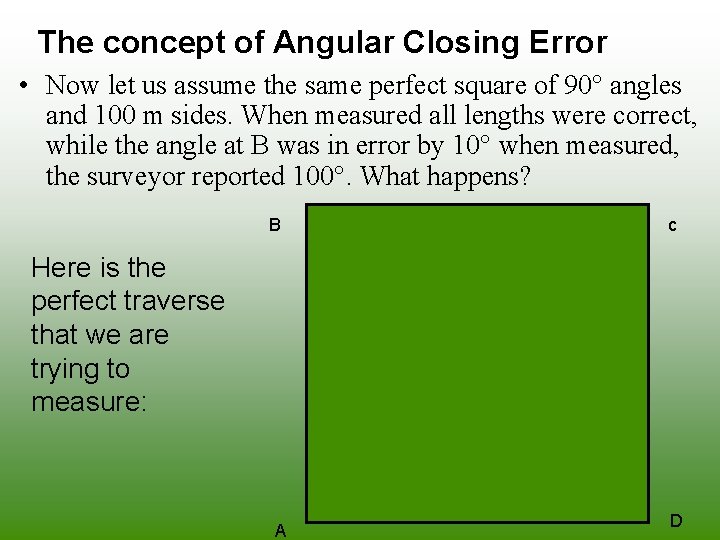 The concept of Angular Closing Error • Now let us assume the same perfect The concept of Angular Closing Error • Now let us assume the same perfect