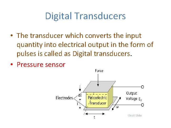 Digital Transducers • The transducer which converts the input quantity into electrical output in