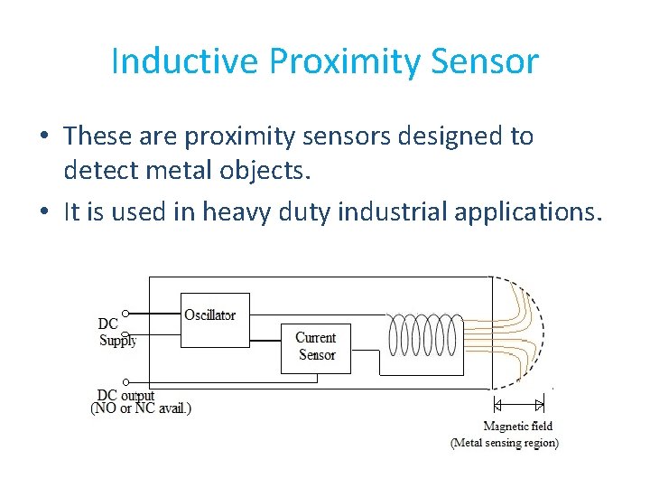 Inductive Proximity Sensor • These are proximity sensors designed to detect metal objects. •