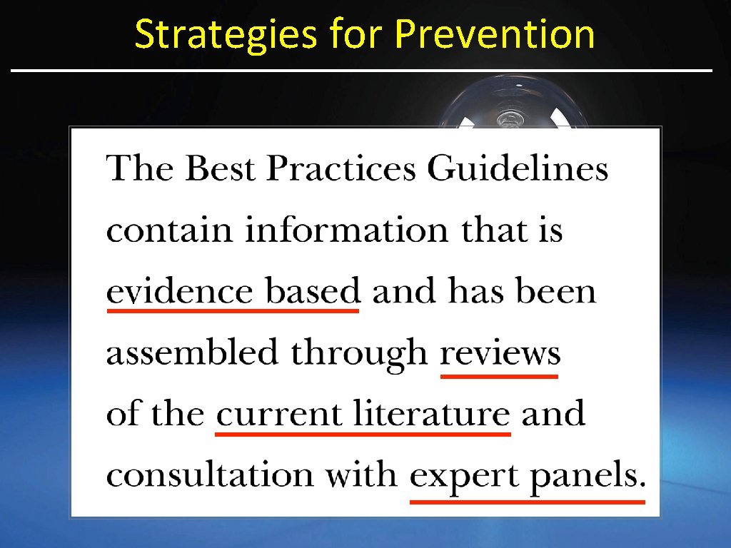 Strategies for Prevention 