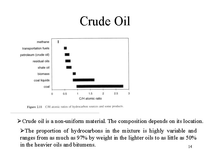 Crude Oil ØCrude oil is a non-uniform material. The composition depends on its location.